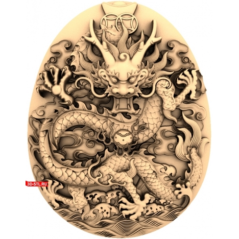 Dragon Panel with Background - 3D Model for CNC
