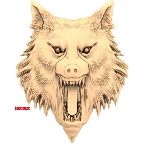 Wolf head - 3D model in STL format for CNC