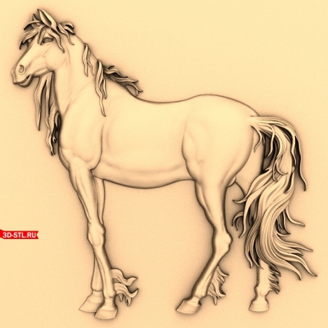 Horse Panel - 3D STL model for CNC