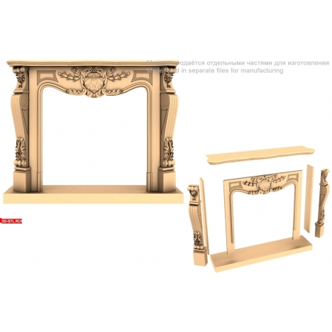 3D model of an orange fireplace
