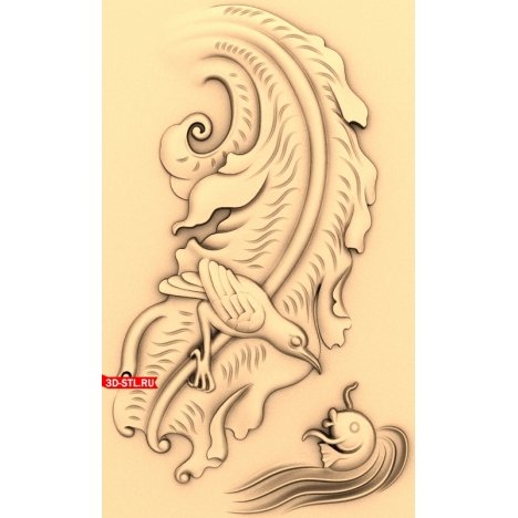 Bird and Fish Panel - 3D model for milling