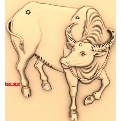 3D model of a bull for a CNC machine in STL format
