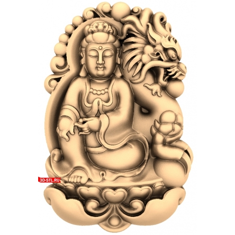 Bodhisattva with a Dragon Panel - 3D CNC Model
