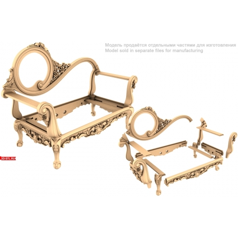 Elegant bench in STL format for CNC