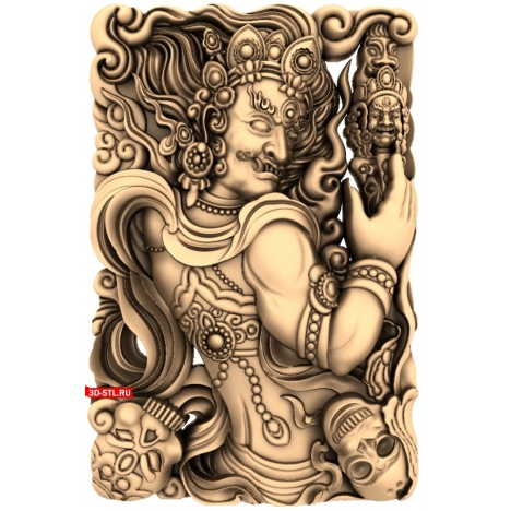 Panel Buddha-Devil - 3D STL model for CNC