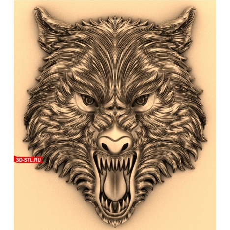 3D model of a wolf's head for CNC in STL format
