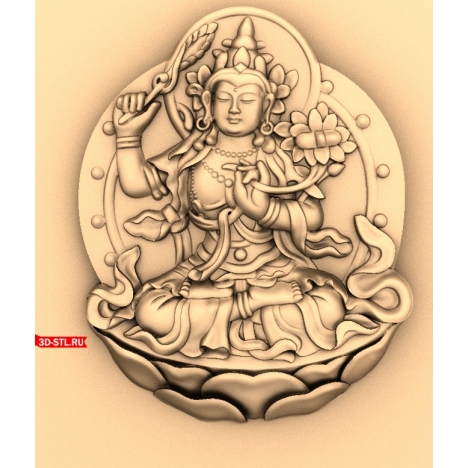 Bodhisattva panel - 3D STL model for CNC