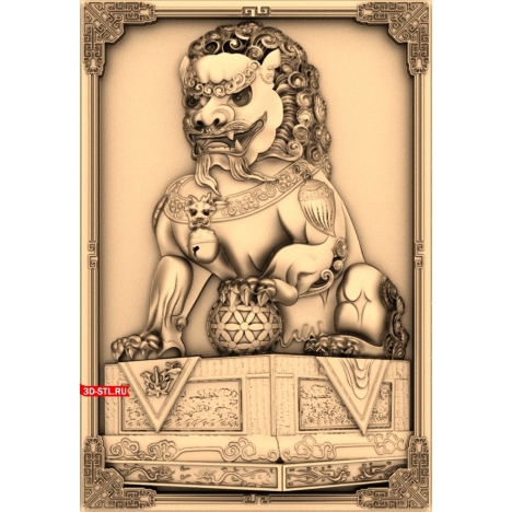 Chinese Lion Panel - 3D STL model for CNC