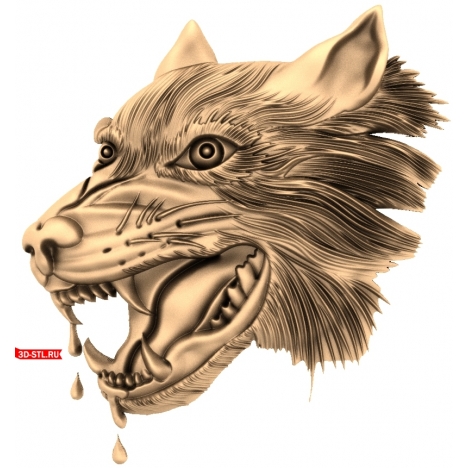 Wolf Head - 3D STL model for CNC