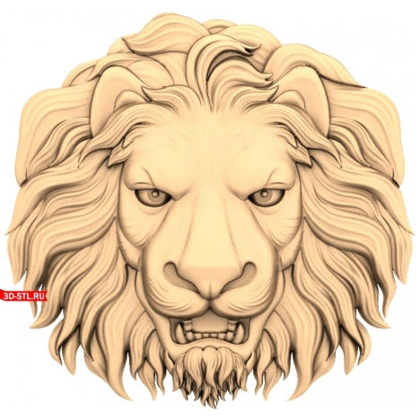 Lion head 3D STL model for CNC