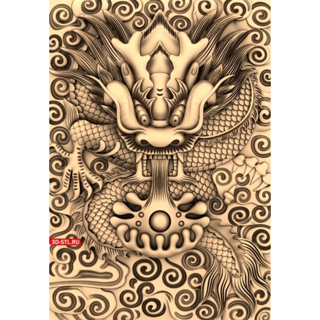 Dragon head panel - 3D STL model for CNC