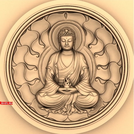 Buddha panel with background - 3D model for CNC