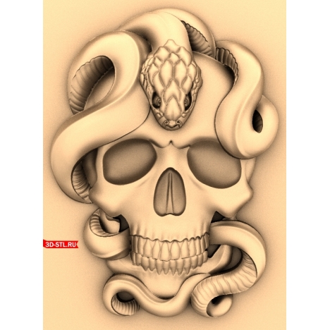 Skull and Snake Panel - 3D CNC model