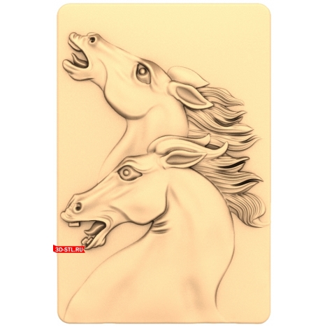 Two Horses Panel - 3D model for CNC