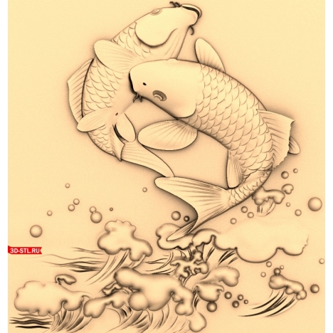 Two Fish Panel - STL 3D model for CNC