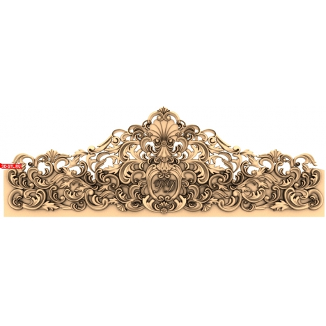 Bed headboard with baroque patterns