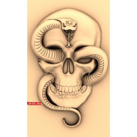 Skull and Snake Panel - 3D CNC model