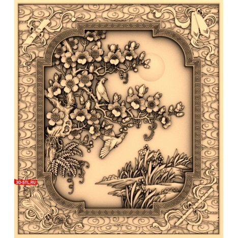 Chinese panel 3D model for CNC