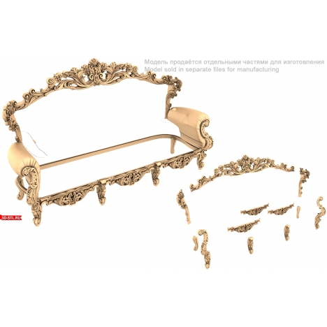 Elegant Sofa 3D STL Model for CNC