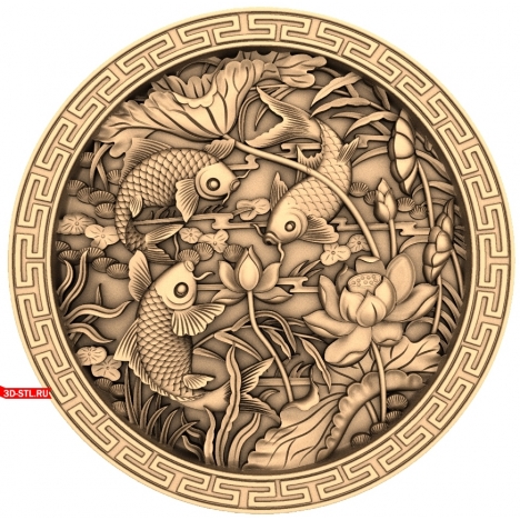 Fish and Flowers Panel - 3D STL Model