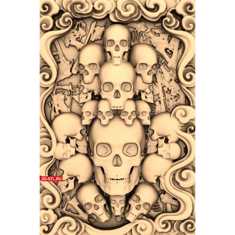 Skull Panel - 3D STL model for milling