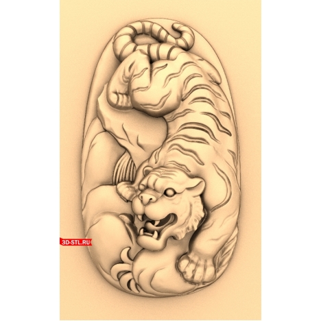 Tiger Panel - 3D model for CNC in STL format