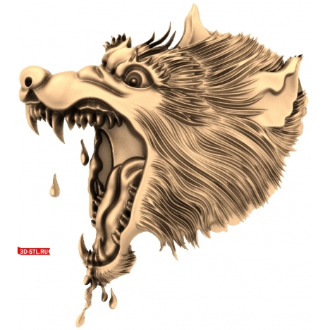 Wolf head 3D STL model for CNC