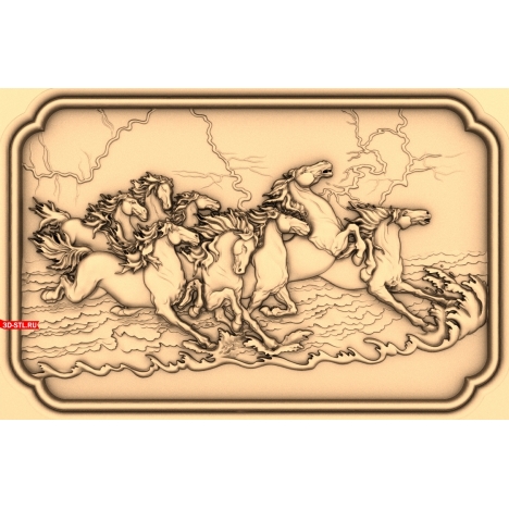 Racing Horses Panel - 3D model for CNC