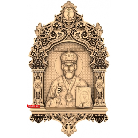 Icon of St. Nicholas the Wonderworker - STL model for CNC