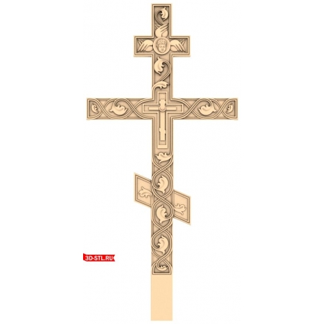 3D Model of a Cross with an Angel and a Vine for CNC