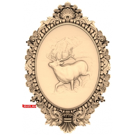 Deer Panel - 3D STL model for CNC