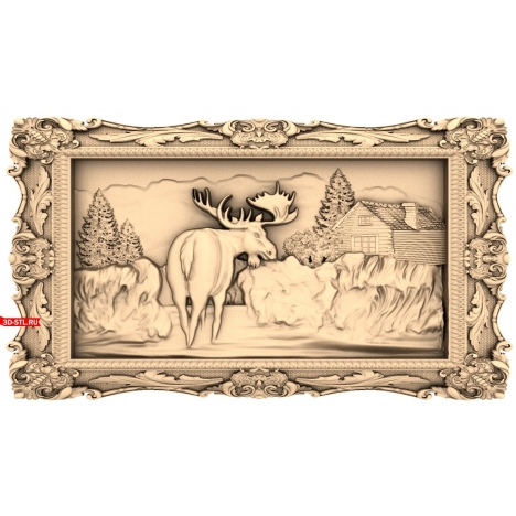 Deer Panel - 3D model in STL format for CNC machines