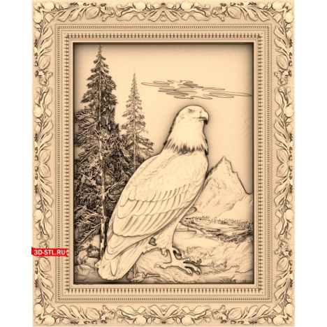 Eagle in the Forest panel - 3D STL model for milling