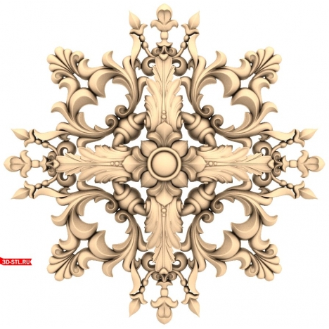 3D model of the Baroque Coil rosette for CNC in STL format