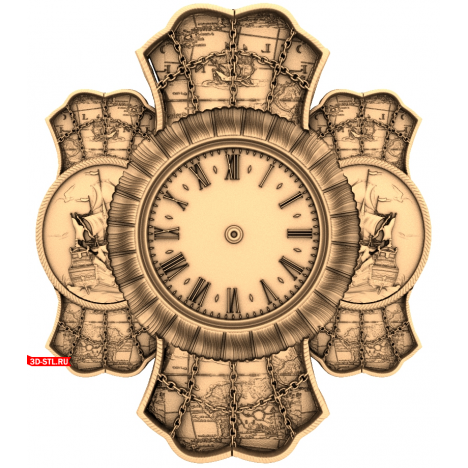Clock Ship 3D STL Model for CNC