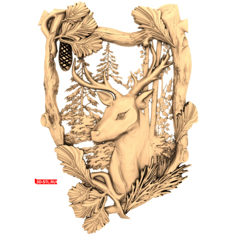 Deer Panel - 3D model for CNC