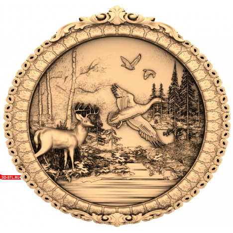 Deer and Ducks Panel - 3D STL model for CNC