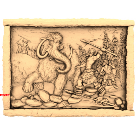 Mammoth Hunt Panel - 3D CNC model