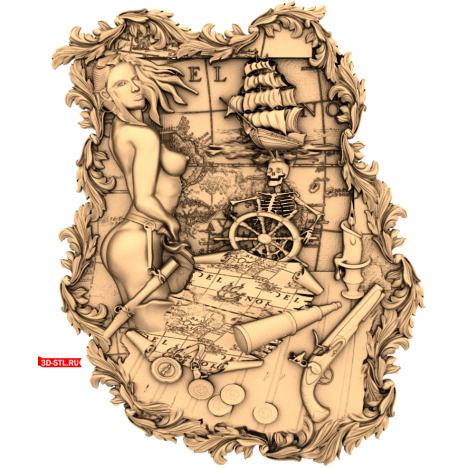 Pirate Panel - 3D STL model for CNC