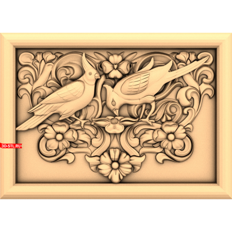 Birds Panel - 3D model for CNC