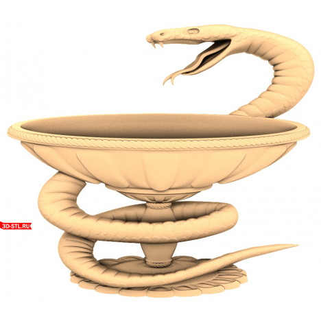 Bowl with a Snake Panel - 3D STL model for CNC