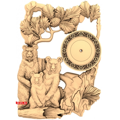 Bear Clock - 3D STL model for CNC machine