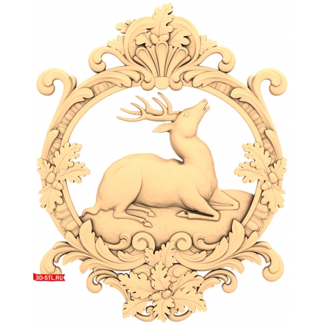 Deer Panel - 3D STL model for CNC