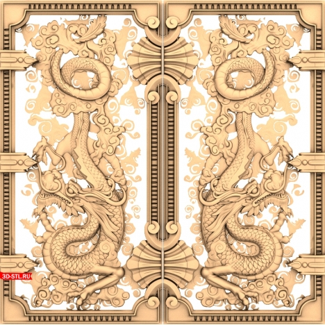 Backgammon Dragon - 3D model in STL format for CNC