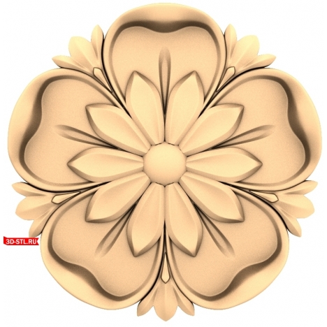 An elegant 3D model of the Flower of Nobility rosette for CNC
