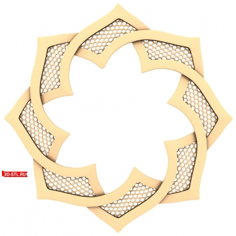 3D model of the Refraction Ornament rosette for CNC