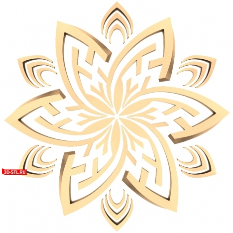 3D model of the North Wind Flower rosette in STL format for CNC