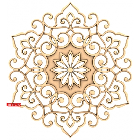 3D model of a Flower rosette in rotation for CNC