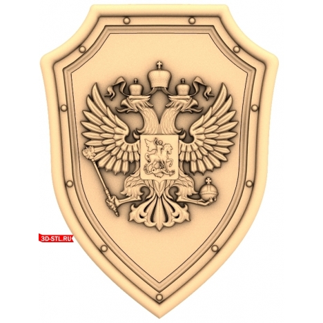 The Russian coat of arms on a shield - 3D model for CNC