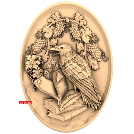 Crow on Books Panel 